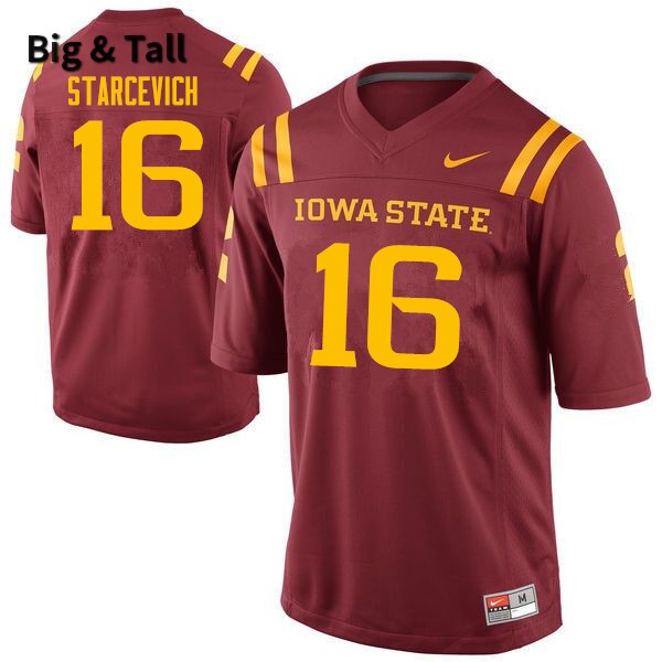 Iowa State Cyclones Men's #16 Shane Starcevich Nike NCAA Authentic Cardinal Big & Tall College Stitched Football Jersey LQ42M81ES